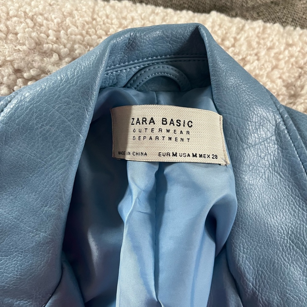 Zara baby blue/turquoise moto jacket - Picture 3 of 4